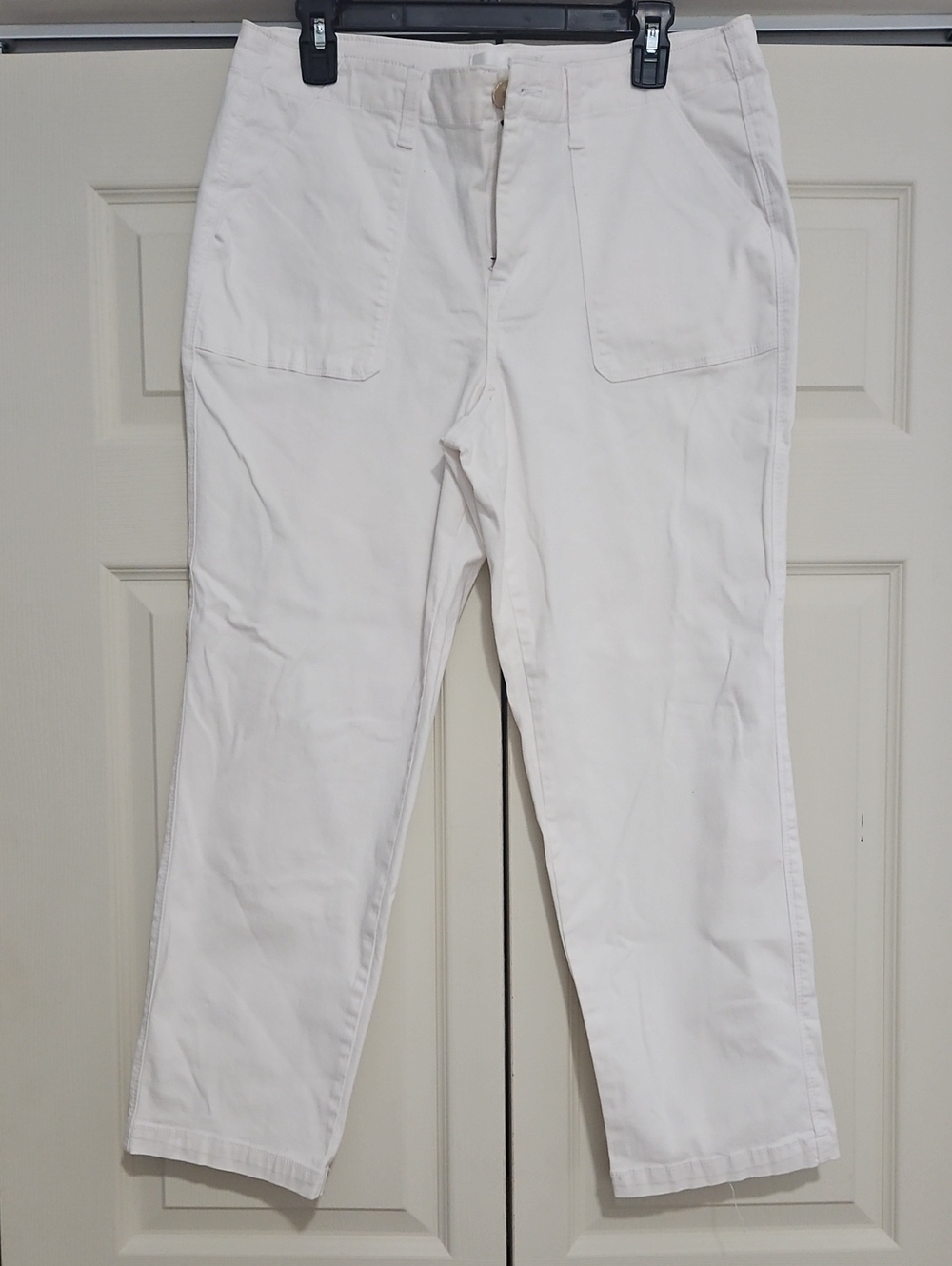 Womens White Cotton Casual Pants